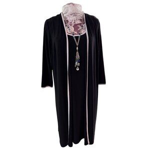 TIANA B Two Piece LOOK One Piece Dress - Classic Black White Piping 14W